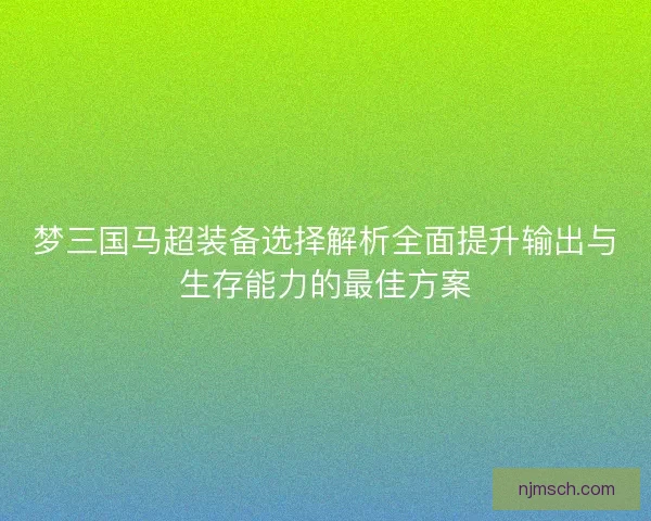 梦三国马超装备选择解析全面提升输出与生存能力的最佳方案